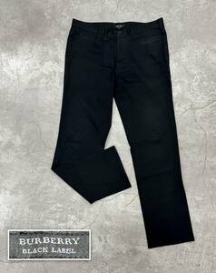 APS199 BURBERRY BLACK LABEL バーバリーブラックレーベル ホース刺繍 ストレッチ ストレートパンツ 79 コットン 黒 メンズ