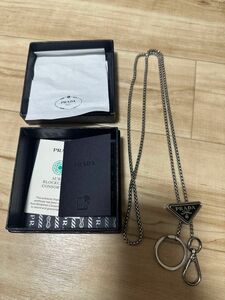 美品　プラダ ネックレス メタルキーリング ロゴ 1PS052 PRADA アクセサリー