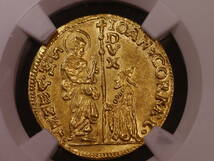 イタリア・ベネチア　１Zecchin (ゼツキー）イタリア 金貨　（1709年〜1722年）Friedberg　1372 NGC MS 63 完全未使用レベル_画像6
