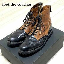★foot the coacher ショートブーツ 革靴 ブーツ ウイングチップ ツートン 9 27cm★_画像1