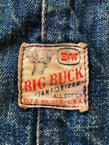 ★希少！50s 60s ビンテージ BIG BUCK ELY&WALKER ブランケット付デニムジャケット カバーオール 検チン チェンジ ガチャ 30's 40's★