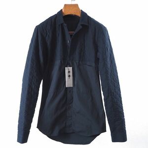 M3-YL154【美品】ディオールオム DIOR HOMME コットン 厚手 シャツ ジャケット トップス ダークネイビー 37 ボタン付 メンズ