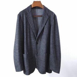 M3-YL055 アルマーニコレツォーニ ARMANI COLLEZIONI 高級ライン ダブルフェイス ジャケット グレー ダークグレー 柄 50 メンズ