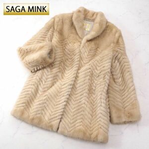 C3-FL054 サガミンク SAGA MINK 金サガ パールミンク MINK ミンクファー 最高級毛皮 ハーフコート ホワイト 11 レディース