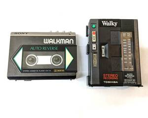 【335/336】SONY ソニー WALKMAN カセットウォークマン WM-55 TOSHIBA Walky KT-RS1