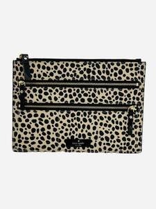 1円スタート【美品】kate spade ケイト スペード ヒョウ柄 クラッチバッグ ポーチ レディース