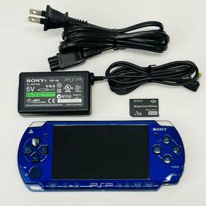 ☆送料無料・1円〜☆ SONY プレイステーションポータブル PSP-2000 メタルラック・ブルー 本体 アダプター メモリースティック セット ⑧