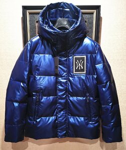 最高級10万※EU製ダウンジャケット★イタリア・ミラノ発*BOLINI*ブラックライン※designer・超防寒・ダウンジャケット ・48/L・ブルー