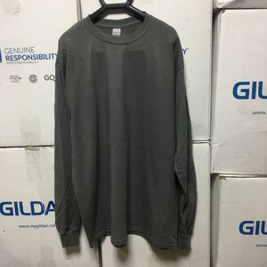 GILDAN チャコールグレー Lサイズ 灰色 ロンT 長袖無地Tシャツ ポケット無し 6.0oz ギルダン