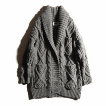 x6019P ▼MM6 Maison Martin Margiela メゾンマルタンマルジェラ▼ 14AW ケーブル ウールニット カーディガン ガウン グレー M 秋冬 rb mks_画像3