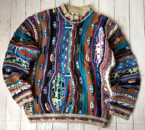 90's 美品 Modighani 3D Design Knit モディリアーニ ウール100％ モックネック 小杉産業 COOGI クージータイプ