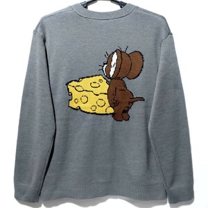 特価/未使用【サイズ=LL(XL)】TOM and JERRY/トムとジェリー/メンズ/ニット/カーディガン/胸囲=104～112cm/gray②