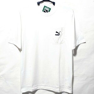 特価/未使用【サイズ=L】puma/プーマ/メンズ/ポケット付き/半袖/Tシャツ/胸囲=93～99cm/white