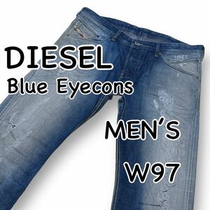 DIESEL ディーゼル BELTHER ブルーアイコン W36 ウエスト97cm 3Lサイズ イタリア製 2014/1 ダメージ加工 メンズ デニム M2036