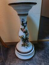 アンティーク花台陶器製　バラ飾り　フラワースタンド　西洋風インテリア_画像1