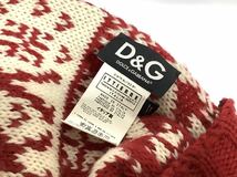 ドルガバ ドルチェ&ガッバーナ D&G 手袋 一体型 ロングマフラー ストール レッド×ホワイト カウチンニットマフラー_画像3