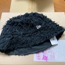 XL 新品 new era バケットハットセーラーブリム Sailor Brim Fringe Fur フリンジファー ブラック　ニューエラ　ボア_画像1