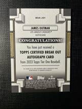 James Outman Topps Tier One 2023 Los Angeles Dodgers ジェームズ・アウトマン Auto RC ドジャース 大谷翔平、山本由伸同僚 ルーキー_画像2