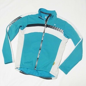 PEARL IZUMI パールイズミ サーマフリース 秋冬ジャージ M◎洗浄済◎ターコイズブルー×白◎ジャケット◎即決