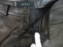 GUCCI グッチ レザーパンツ 牛革 46 MADE IN ITALY ブラック_画像3