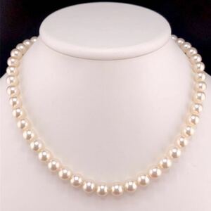 E12-3207☆ アコヤパールネックレス 8.0mm〜8.5mm 約42cm 約44g (necklace Pearl 真珠 SILVER)