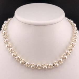 E12-4392 アコヤパールネックレス 約 3.0mm~6.5mm 約 40cm 34g ( アコヤ真珠 Pearl necklace SILVER )