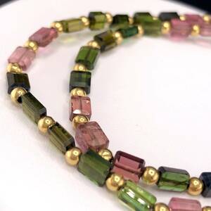 E12-4770 K18☆トルマリンネックレス 約 40cm 10g ( tourmaline necklace accessory jewelry )