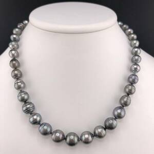 E12-1795☆☆黒蝶パールネックレス 8.5mm~12.0mm 45cm 57g ( 黒蝶真珠 Pearl necklace SILVER )