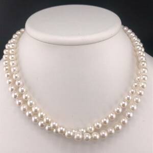 P01-0042 2点SET☆天然パールネックレス 6.0mm~6.5mm 6.5mm~7.0mm 約40cm 39g 40g ( 天然 Pearl necklace SILVER accessory )