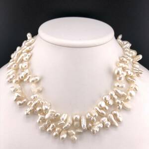 P01-0053 天然パールネックレス 119g ( 天然 Pearl necklace 淡水 バロック )