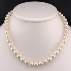 P01-0064 アコヤパールネックレス 8.0mm 約 40cm 39g ( アコヤ真珠 Pearl necklace SILVER )