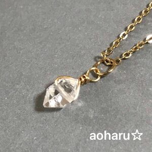 14kgf ハーキマーダイヤモンド ネックレス ハンドメイド 天然石 水晶