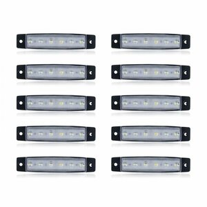 サイド マーカー led 12v 24v 兼用 6連 ランプ 防水 トラック ダウン ライト デイライト 照明 10個 セット ホワイト 白