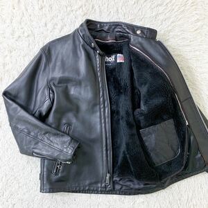 1円〜【極美品】shott ショット ライダース ジャケット ライナー付き Lサイズ 40サイズ メンズ ブラック 黒 シングル レザー ベルト 