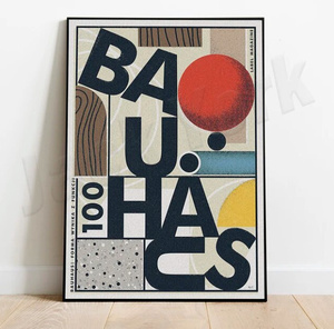 G3154 バウハウス Bauhaus ミッドセンチュリー レトロ モダン 抽象芸術 キャンバスアートポスター 50×70cm イラスト 海外製 枠なし