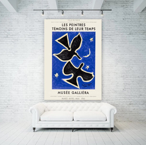 G991 ジョルジュ・ブラック　青い背景の2羽の鳥　 絵画プリントポスター キャンバスアートポスター 50×70cm 海外輸入 インテリア アート