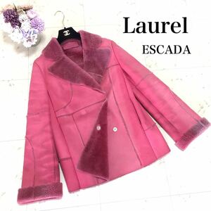 Larel ESCADA ローレル エスカーダ ムートンコート リアルムートン　レザーコート 羊革 シープスキン ピンク ３６ Mサイズ相当 