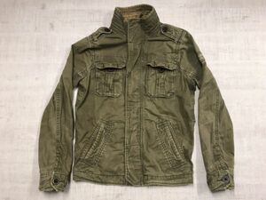 アバクロンビー&フィッチ Abercrombie&Fitch ミリタリー アメカジ グランジ ダメージ加工 ジャケット メンズ 綿100% S カーキ