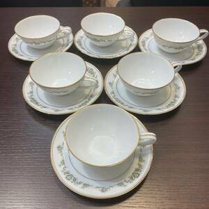 #1864【現状品】☆ノリタケ☆NORITAKE☆カップ&ソーサ―☆6客☆金縁☆花☆パブリックフラワー☆