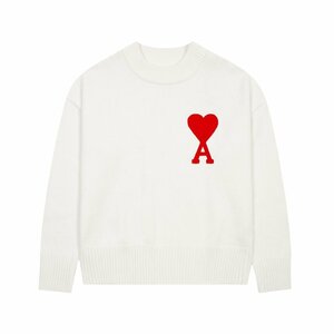 AMI PARIS アミアレクサンドル マテュッシ AMI ALEXANDRE MATTIUSSI ニット セーターコットン 長袖 厚手 ホワイト 中古 M JN 1