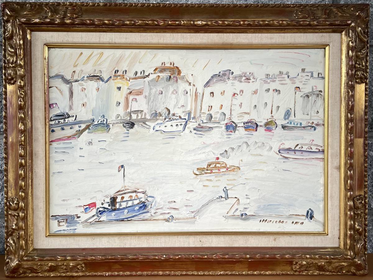 Guaranteed authentic Shuichi Ono White Landscape Saint-Tropez Oil painting No. 12, Painting, Oil painting, Nature, Landscape painting