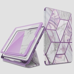 送料無料★iPad Air3 10.5 ケース アイパッド スタンド式 フロントフィルム付属 ワイヤレス充電機能対応 (紫)