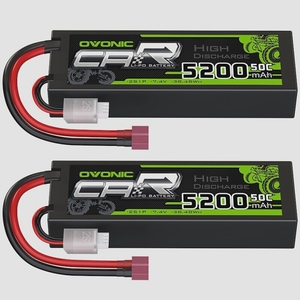 送料無料★OVONIC 7.4V リポバッテリー 5200mAh 2S 50C ラジコン バッテリー RCカー(2個セット)