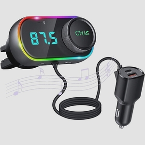  free shipping *Uandear FM transmitter Bluetooth5.0 in-vehicle charger sudden speed charge tpety-C 7 color light 