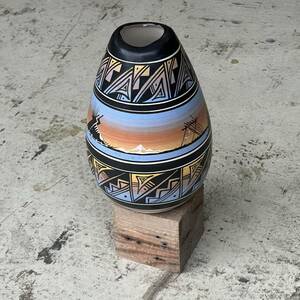 Vintage native american Navajo pottery vase ネイティブ アメリカン ナバホ ホピ インディアン 壺 花瓶 鉢 陶器 サボテン アガベ