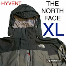 訳あり！THE NORTH FACE ノースフェイス マウンテンジャケット HYVENT ブラック×グレー　MENS XL 他にも訳あり1000円売り切り中！_画像1