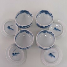 畑萬陶苑 鍋島焼 山水画 急須・蓋付湯飲4客 茶器揃 中古品 _画像6