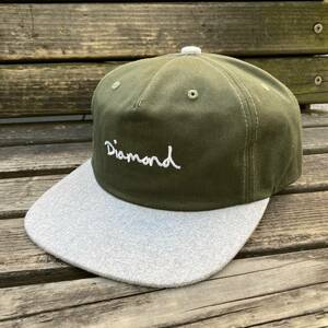 USA正規品 ダイヤモンドサプライ Diamond Supply Co. スナップバック キャップ 帽子 SS OG SCRIPT オリジナルロゴ 2トーン 緑×グレー