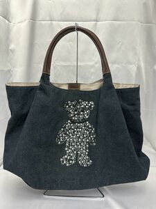 ★デニムトートバッグ ★星キラキラくま模様バック★未使用 保管品 縦：約30cm 横：約45㎝