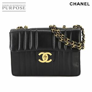 新品同様 シャネル CHANEL マドモアゼル チェーン ショルダー バッグ キャビアスキン レザー ブラック ゴールド 金具 90219068